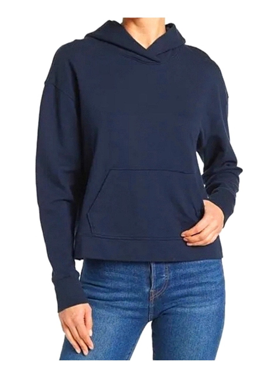 James Perse Relaxed Cropped Hoodie Sweatshirt Navy - Size 2 (Medium)